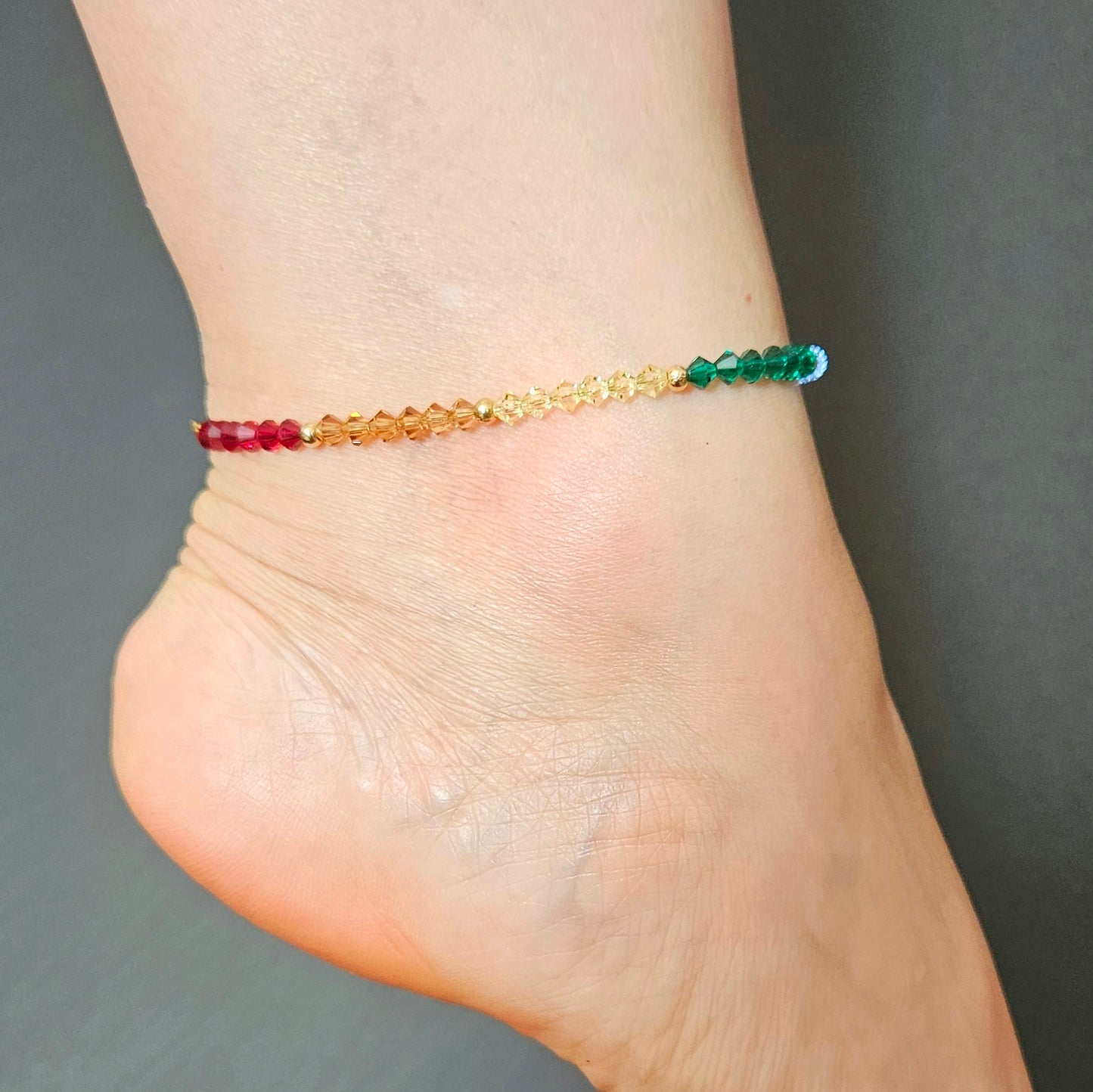 Chaîne de Cheville Chakras en Cristal