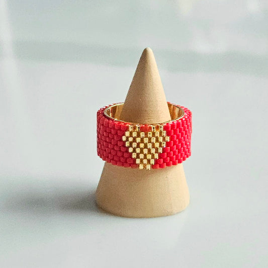 Bague Ajustable Cœur Géométrique - Pièce unique