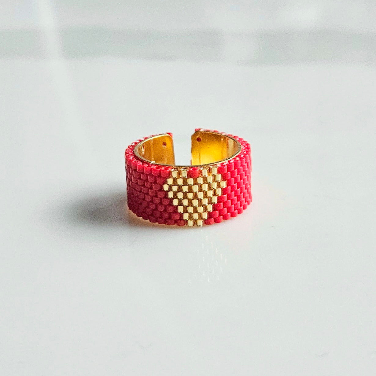 Bague Ajustable Cœur Géométrique - Pièce unique