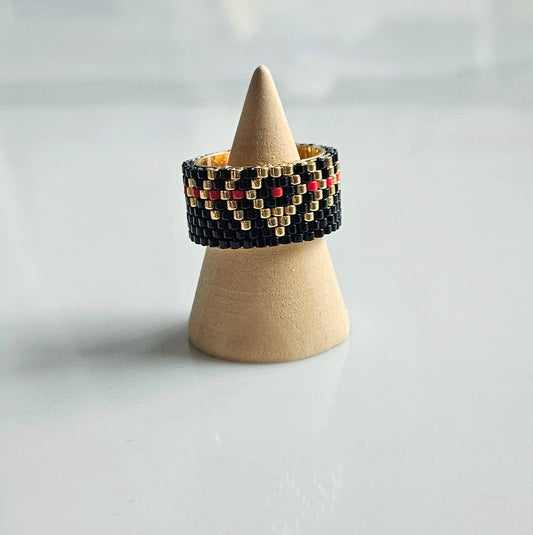 Bague Ajustable Cœur Sombre - Pièce unique