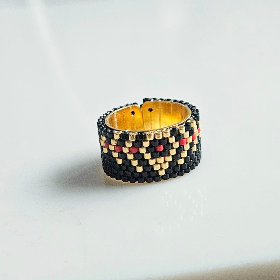 Bague Ajustable Cœur Sombre - Pièce unique