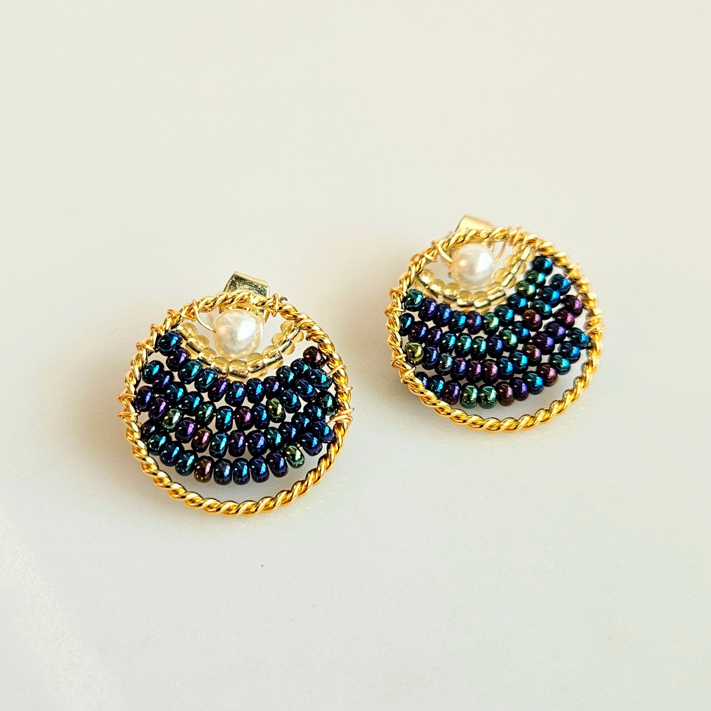 Boucles d'Oreilles Éclat Indigo - Pièce unique