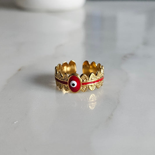 Le Regard Protecteur (Bague Ajustable Dorée) - Pièces uniques