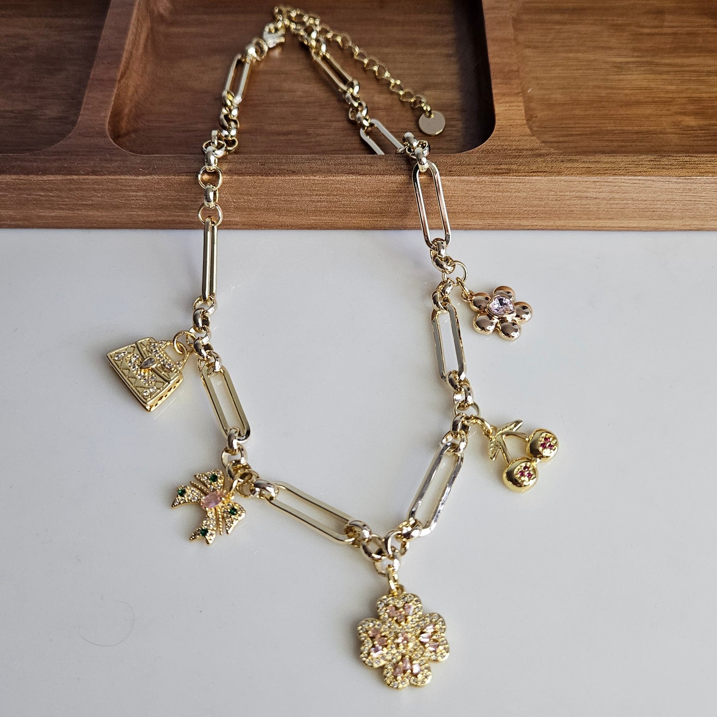 Collier Amulettes "Good Vibes" Doré - Pièce unique