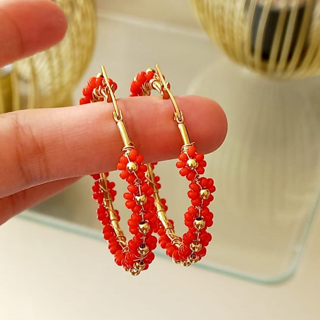 Créoles Éclat Corail - Pièce unique